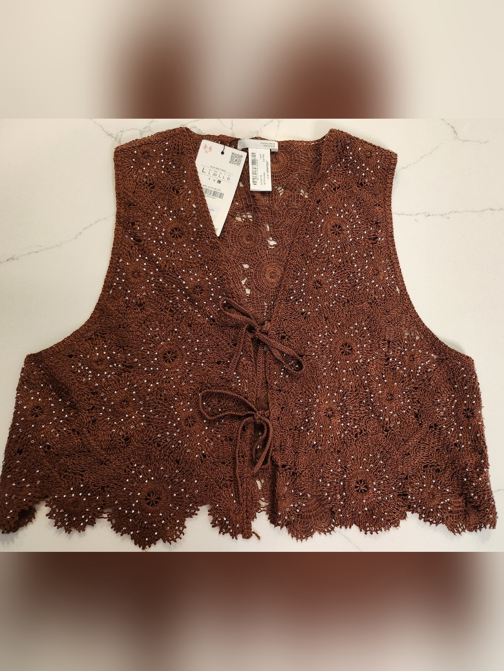 ZARA Crochet Vest With Beads